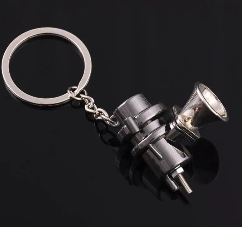 Metal Car Parts Key Chain Motor Hub Valve Piston Engine Rotate Keyring BOV Auto Keychain