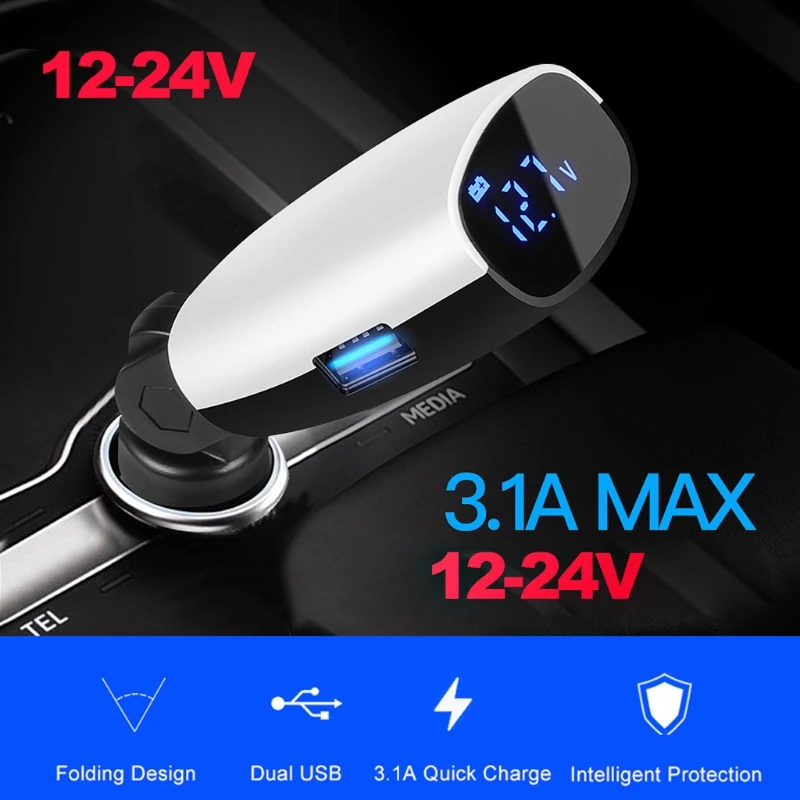 

Adjustable Angle Dual USB Ports 3.1A Car Charger 12V 24V Digital LED Voltmeter 10166