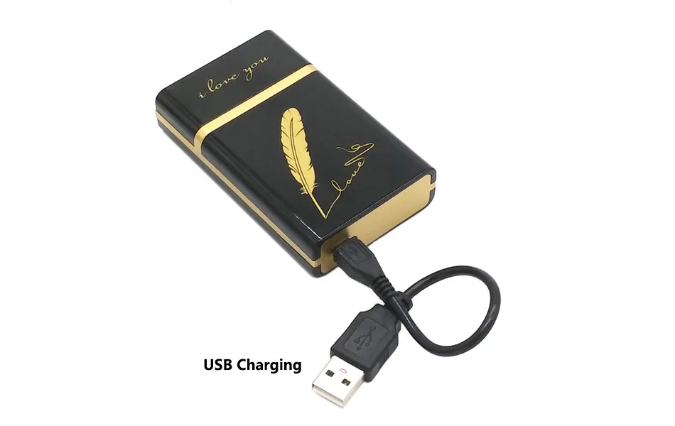 USB Зажигалка с чехлом, Непламено ветрозащитный и usb Перезаряжаемый курительный зажигалки