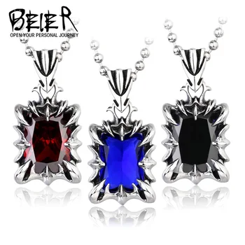 

Beier new store 316L Stainless Steel pendant necklace blue/green colour Fashion Unique pendant jewelry LLBP8-103R