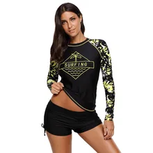 Горячая новинка Rashguard для мужчин и женщин купальник с длинным рукавом для влюбленных Rashguard пары сёрфинга из двух частей купальники