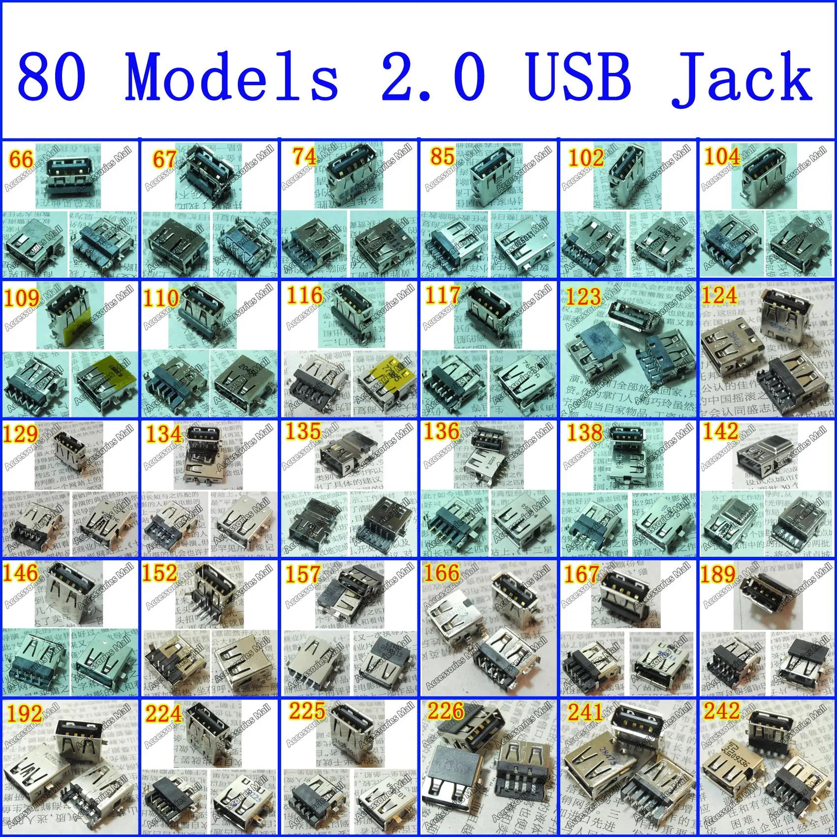 

[80 Models Choose 1] 2.0 USB Jack Socket Connector for SONY SAMSUNG MSI Lenovo ASUS DELL HP TOSHIBA ACER.... Laptop USB 2.0 Port