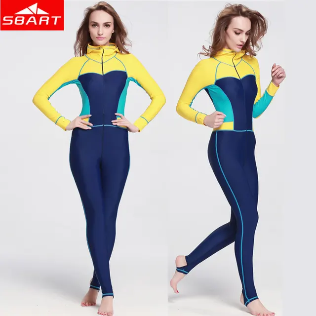 SBART Lycra Women Wetsuits Long Sleeve One Piece Swimming Spearfishing