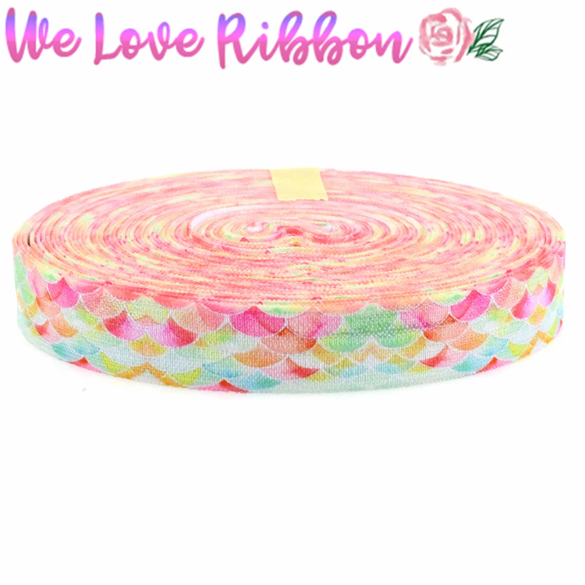 

5/8"16mm Rainbow Scale Patterns Printed Elastic Ribbon DIY Party Packing Decor Webbing 10yards/roll MD170829-75-8303