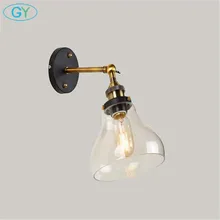 AC100-240V стеклянный абажур арт-деко скандинавский Винтажный стиль настенный светильник кафе Читальная комната барная стойка лампы регулируемый кронштейн