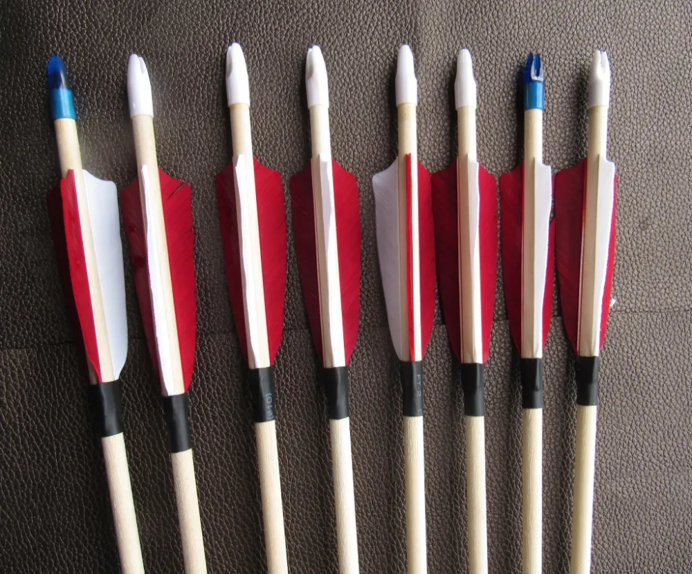 

12pcs 31.5'' Archery Wooden Arrows for Compound Recurve Bow Turkey Feather Traditional Handmade Arrows for Shooting Hunting