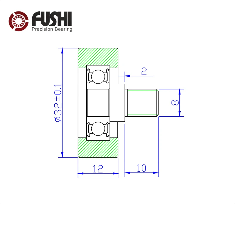 608ZZ винтовой подшипник шкива OD, маленького размера, круглой формы с диаметром 32 мм M8* 10 м(из 2 предметов), двери и окна ролик немой колесо POM 608 Пластик покрытые подшипники