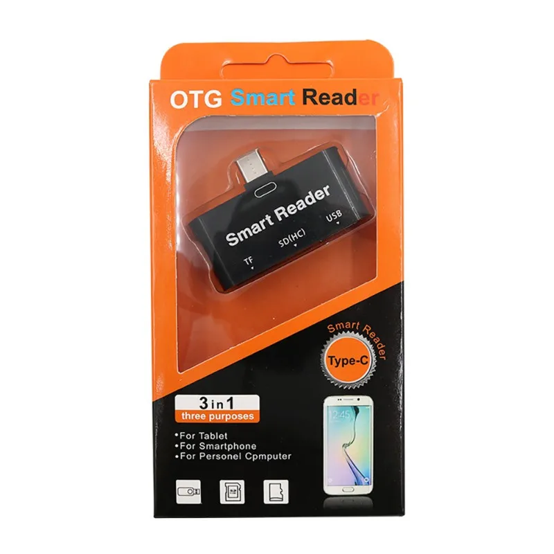 Type-C to USB3.0 SD TF Card Reader USB HUB Adapter For MacBook Pro Xiaomi Samsung S9 Smart Phones High Speed Card Readers