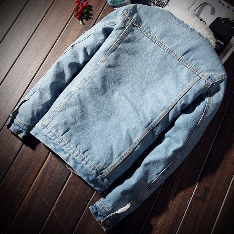 Джинсовая куртка-бомбер с мехом, Мужская черная Высококачественная Модная Джинсовая куртка, флисовая зимняя джинсовая куртка Herren, мужская синяя негабаритная куртка