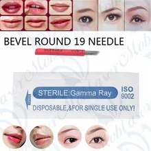 10 pcs 19R Round Needle Bevel Round For 3D Microblading Embroidery Eyebrow Lip Red Needle 19