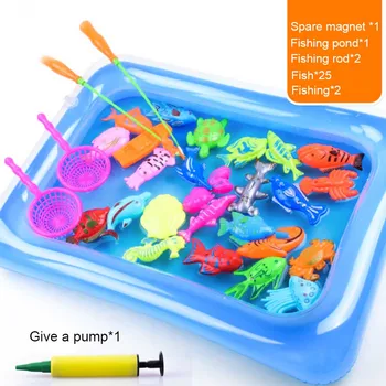 

50pcs/Set Magnetic Fishing Toys Children Boy girl fishing toy set suit outdoor toy magnetic play water baby Baby Bath Toys