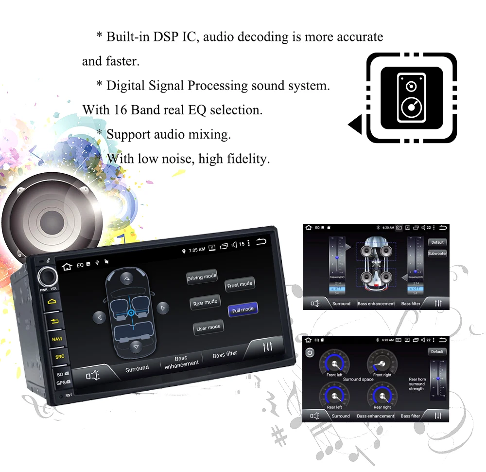 Top ARKRIGHT 7" Android 8.1 4GB 64GB Universal Car Radio Audio Stereo HD GPS Navigation Head Unit DVR OBD Multimedia Player DSP 4G 2