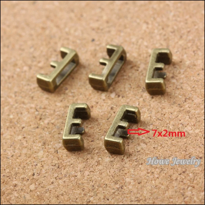 

Wholesale 180 pcs Vintage Charms Letter E Antique bronze Fit Leather leather slide rope bracelet jewelry production 10067