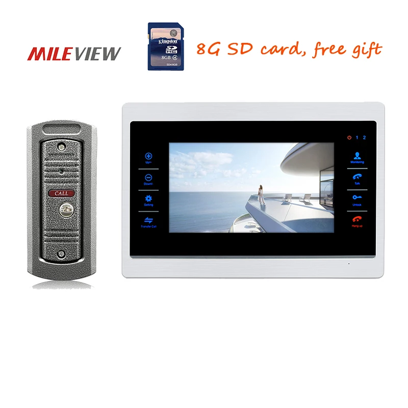 

Free Shipping 720P AHD HD 7" Color Screen Video Intercom Door Phone Unlock Kit Record Monitor 110 Viewing Angle Doorbell Camera