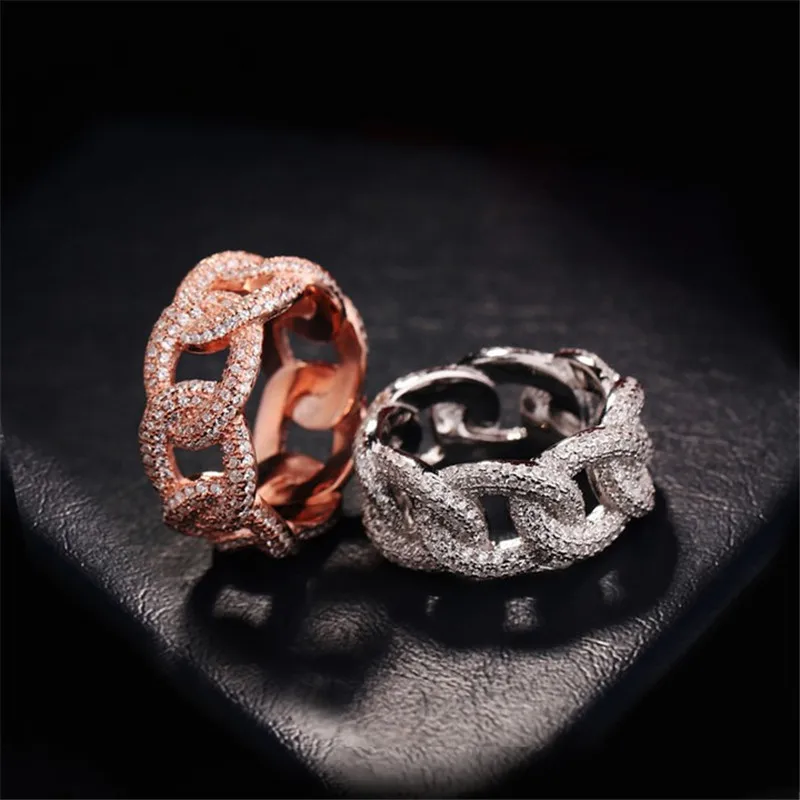 Бренд, модное кольцо с полой цепочкой с бриллиантами SONA, свадебные украшения, сверкающие 925 пробы серебряные кольца для женщин