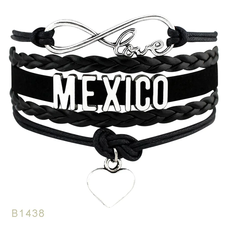 Страна пуерто-Рико борикуа Германия шотландская Австралия Англия Мексика Колумбия американские браслеты для женщин - Окраска металла: B1438