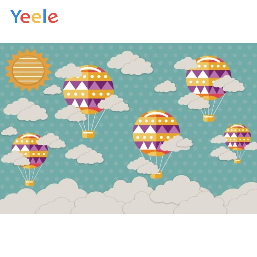 

Yeele Cartoon White Cloud Hot Balloons Baby Portrait Photography Backgrounds Customized Photographic Backdrops For Photo Studio