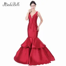 modabelle Real Photo Satin Long Prom Evening Dress Burgundy Mermaid Trumpet Style Ladies Party Gown Robe De Soiree Elegante 2018