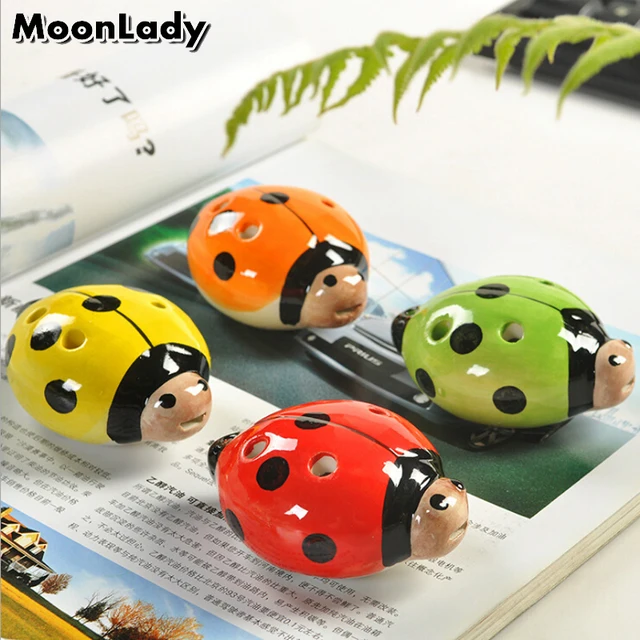 Colorful Porcelain Ladybug Ocarina 6 Holes Wind Musical Instrument for Music Amateurs and Beginners Children’s Toy and Gifts