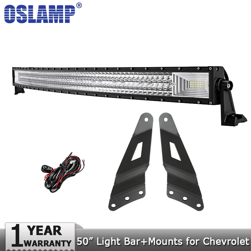 

Oslamp 3-Row 50" 702W Curved Offroad LED Work Light Bar Combo Led Bar Lights for Chevrolet Silverado for GMC Sierra 1500 Pickup