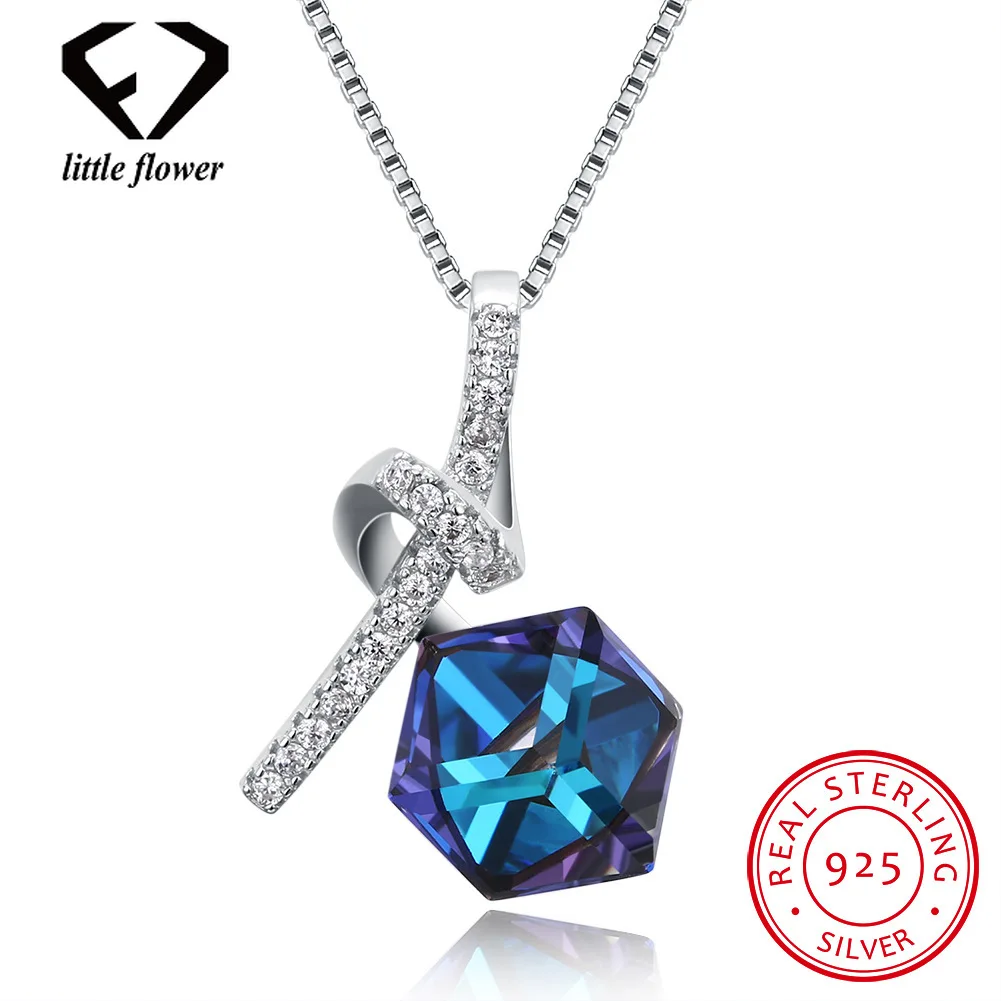 

Austria Element Crystal Water Wave Chain Necklace Sugar Pendant Women's Jewelry Geometric Type Sterling 925 Sliver Korean Style