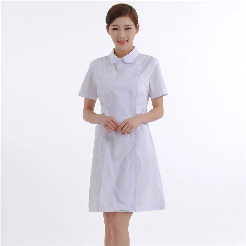 Медсестра носит белое пальто и полная длина кабинете врача в хан издание спереди Рабочая одежда стоматолог на стойке регистрации