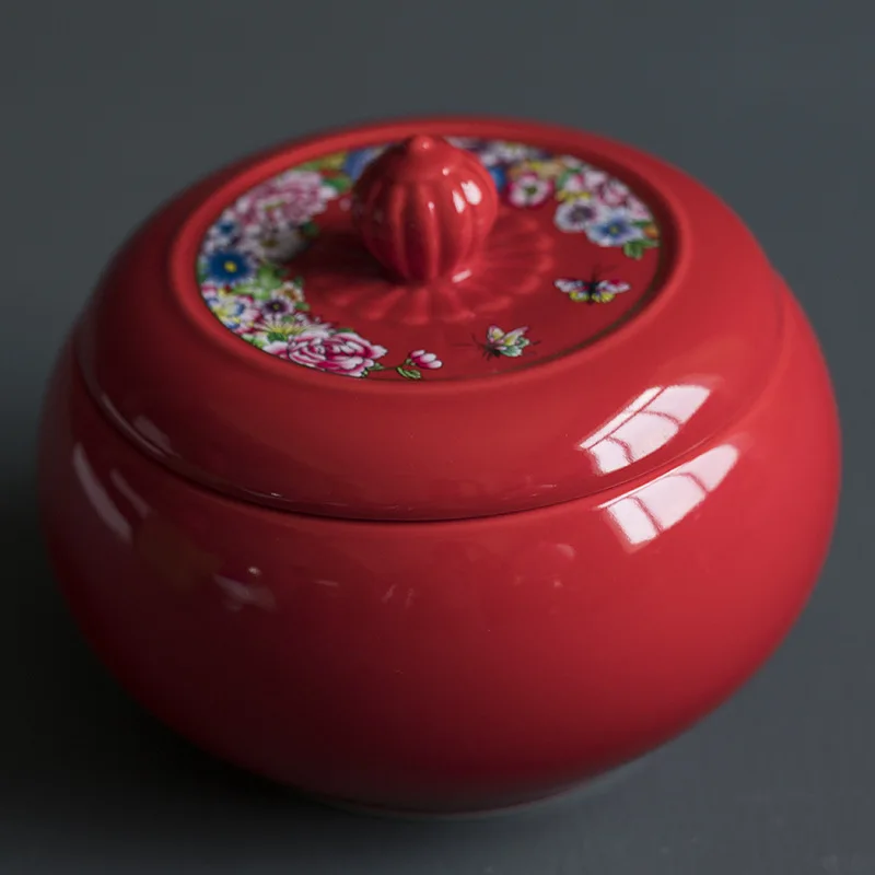 

Rich and red tea pot, ceramic sealed tank, large half jar, household suit, Pu'er tea packaging general storage tank
