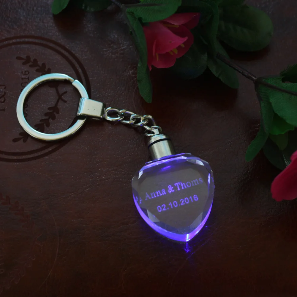 10 PCS Personalized wedding Key Chain Heart Crystal Keychain Custom