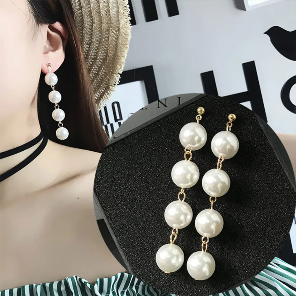 

Fashion Simulated Pearl Statement Earrings for Women 4 Styles Exaggerate Circle Elegant Earrings Wedding Engagement Jewelry