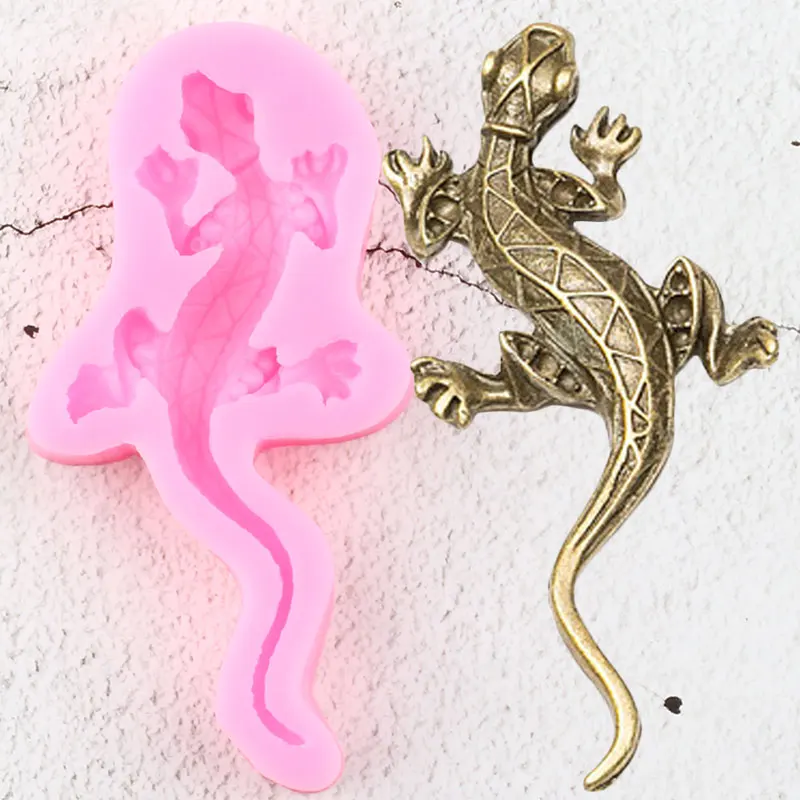 Lizard Gecko Silicone Molds DIY Baking Cupcake Topper Fondant Cake Decorating Tools Polymer Clay Candy Chocolate Gumpaste Moulds