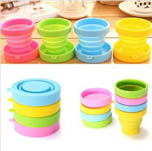 

New Outdoor Travel Portable Silicone Retractable Folding Cup Telescopic Collapsible Cups Bottles 8X4.3X7CM