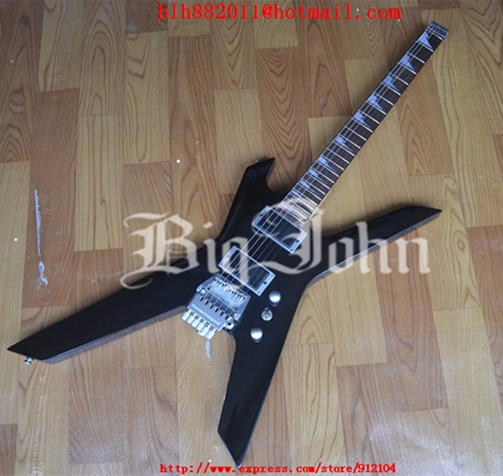 Горячая продажа Новый Большой Джон специальная форма электрогитара без головки грифа черная гитара + бесплатная доставка F-1260