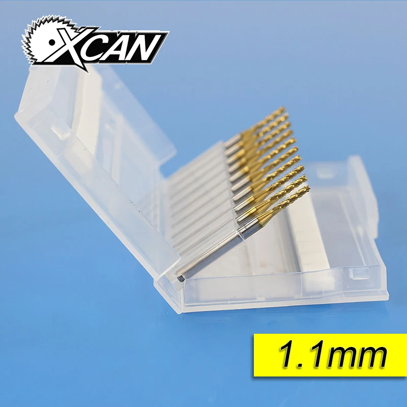 

XCAN 10 Titanium Coat Engravers Carbide Diameter 1.1mm PCB drill bit Micro Milling Woodworking For CNC Mini