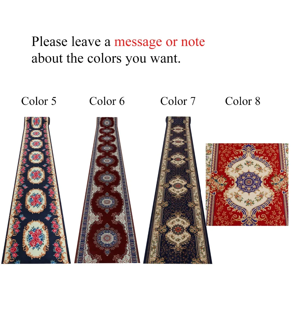 Customize Red Persian Hallway Carpet Pastoral Rugs Corridor Floor Mat wedding Aisle Stairs Anti-slip Kitchen Door Mat Blanket