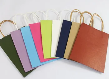 

Colorful Gift Bag White Kraft Paper Bags For Wedding Party Shopping Gift Cloth Holder Bags Customized logo Bag in S M J B Size