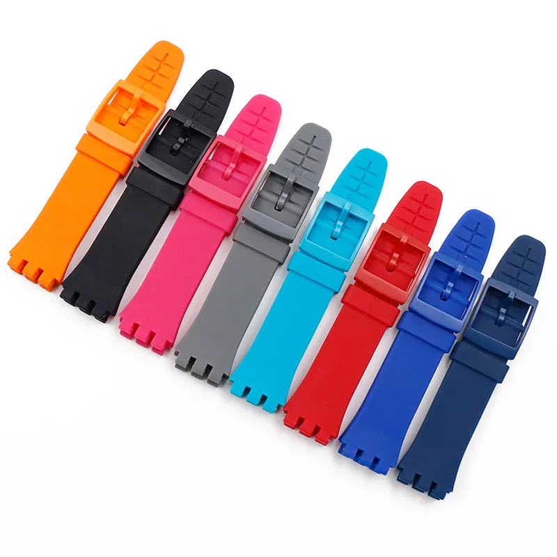 

Pin buckle 20mm silicone strap men for Swatch SUSB401SUSW402SUSN400SUSL400 rubber strap waterproof bracelet watch band