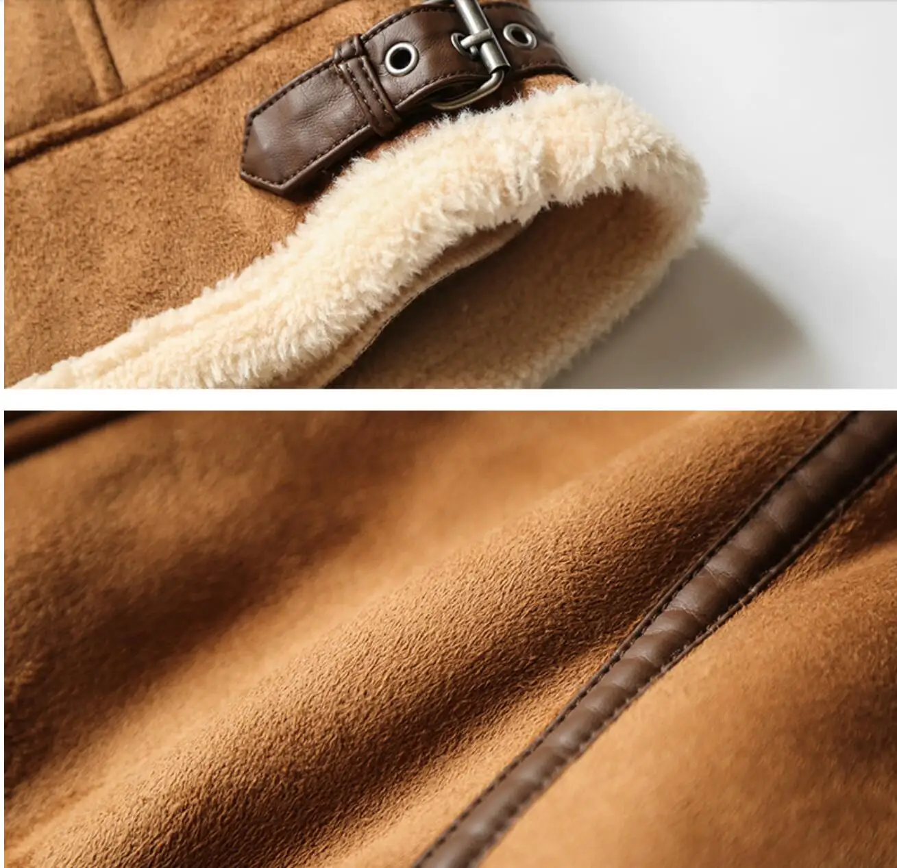 Women Faux Sheepskin Shearling Coat New Warm Suede Jacket Motorcycle Lamb Fur Coats Brown Leather Jacket AS30100