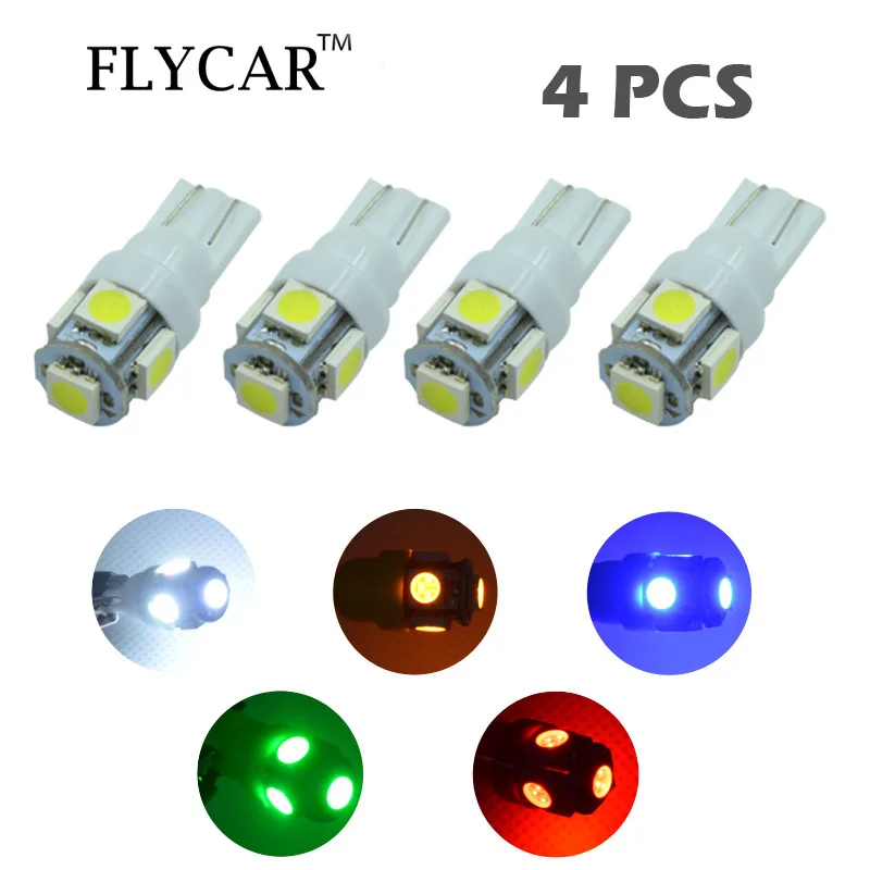 

FLYCAR T10 LED Light Bulb DC12V Replacement W5W 194 168 2825 Lamp for Car LED Interior Map Dome Lights Licence Plate Light 4PCS