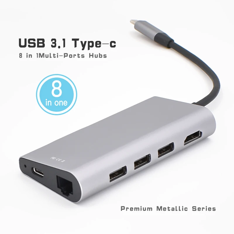 

USB C Adapter Type C Multiport Adapter HDMI Output Gigabit Ethernet SD+Micro SD Card Ports 3 USB Ports for MacBook Pro Samsung