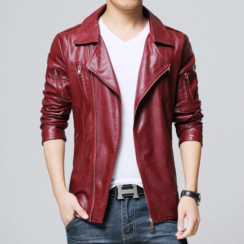  Asia size S - 5XL Men PU Jacket High Quality Youth Fashion Locomotive Faux Leather Coats Men