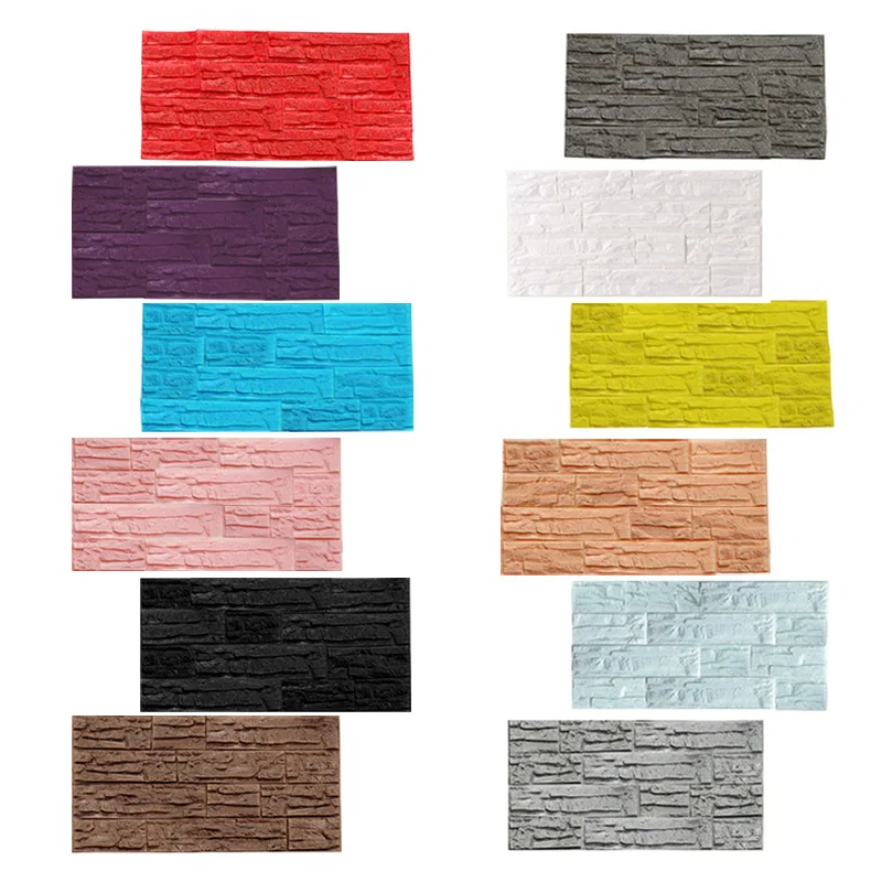 5Pcs 3D PE Foam Wallpaper DIY Wall Stickers Wall Decor Brick Home Decoration Living Room Bedroom