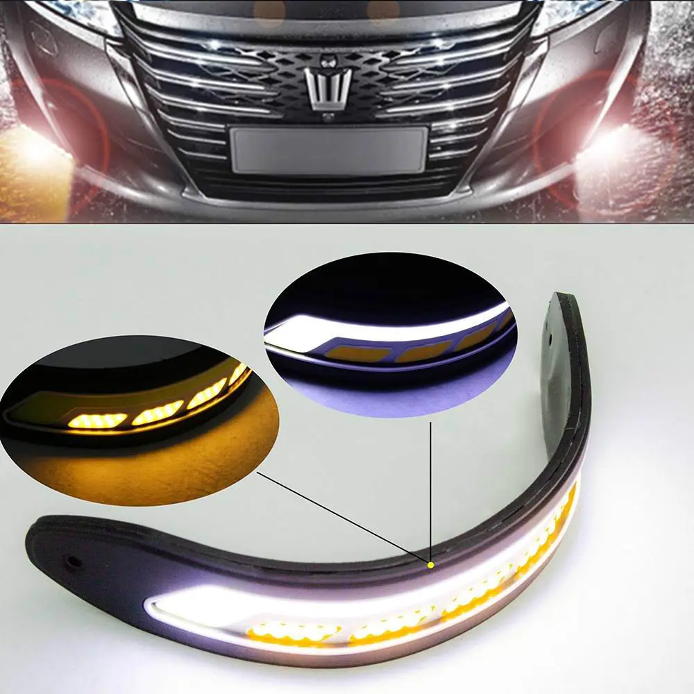 DC 12V 2Pcs Flexible COB LED Strip DRL Daytime Running Lights & Yellow