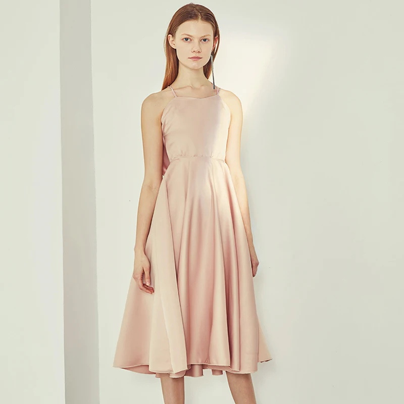 

Pink Elegant Party Backless Dress 2019 Summer Sexy Dress With Open Back Sleeveless Midi Dress Strappy Wrap Ruffle Dress Vestidos