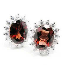 Серьги-гвоздики из граната,, натуральный гранат, Стерлинговое Серебро 925 пробы, ювелирные изделия красного цвета, 1.4ct* 2шт, драгоценный камень# F971609