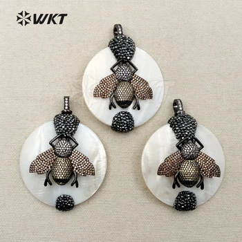 

WT-NP329 WKT Wholesale CZ Micro And Rhinestone Pave Necklace Pendant Fashionable High Quality For Lady Jewelry Insect Style