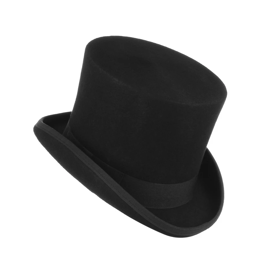 GEMVIE 17 cm Vintage sombrero para hombres de lana sombreros cilindro para las mujeres Sombrerero Loco plana Presidente fiesta Derby sombrero de mago tapa - 3