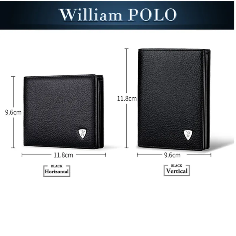 WILLIAMPOLO Элитный бренд для мужчин короткие бумажник горизонтальные корова Leathe
