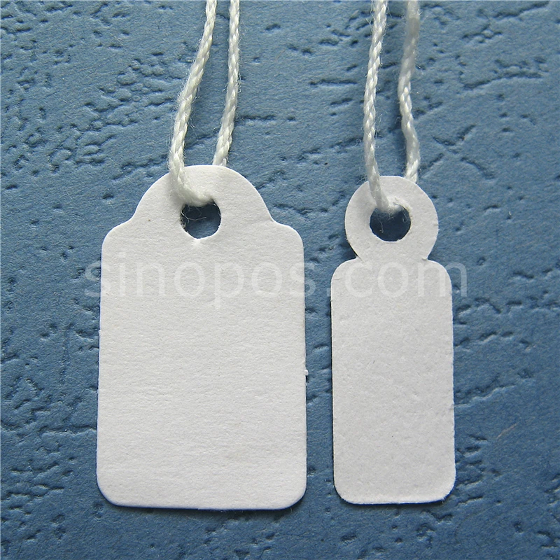 

Blank White Hangtag With String, hang prestrung price tags cord packaging label gift dress jewelry merchandise paper tag ticket