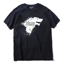 Bavlněné pánské tričko ze seriálu Hra o trůny s logem a nápisem Winter is coming