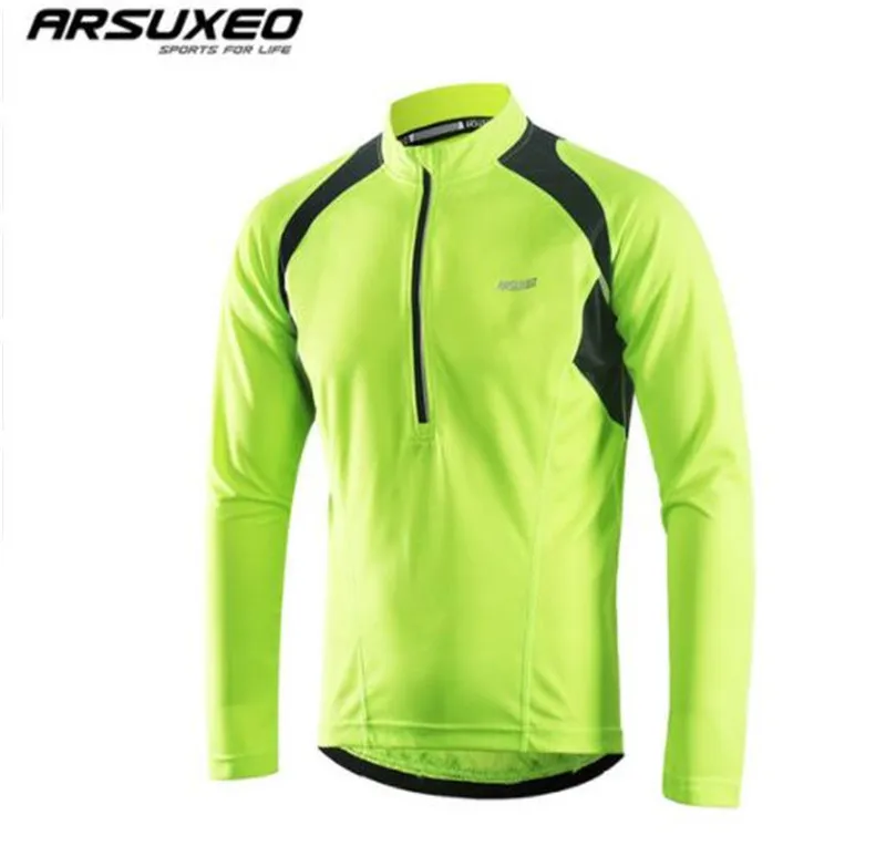 

ARSUXEO New Men's Long Sleeve Cycling Jersey Bicycle Bike Shirt Half Zipper MTB Jersey Mountain Bike Clothing Maillot Ciclismo